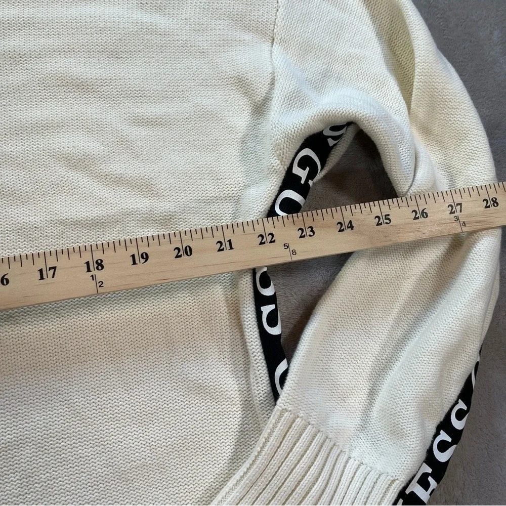 Guess NEW Sweater  XL White New V-Neck Knit Athleisur Streetwear Oversized Fall